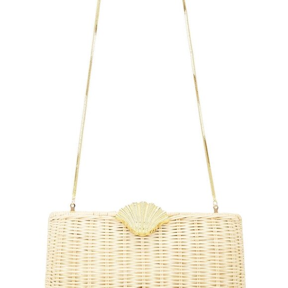 Poolside The Classica Clutch in Natural rattan hard case shoulder purse bag - Picture 5 of 10